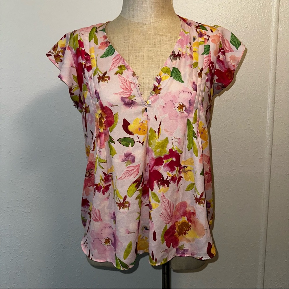 Vibrant Floral V-Neck Blouse